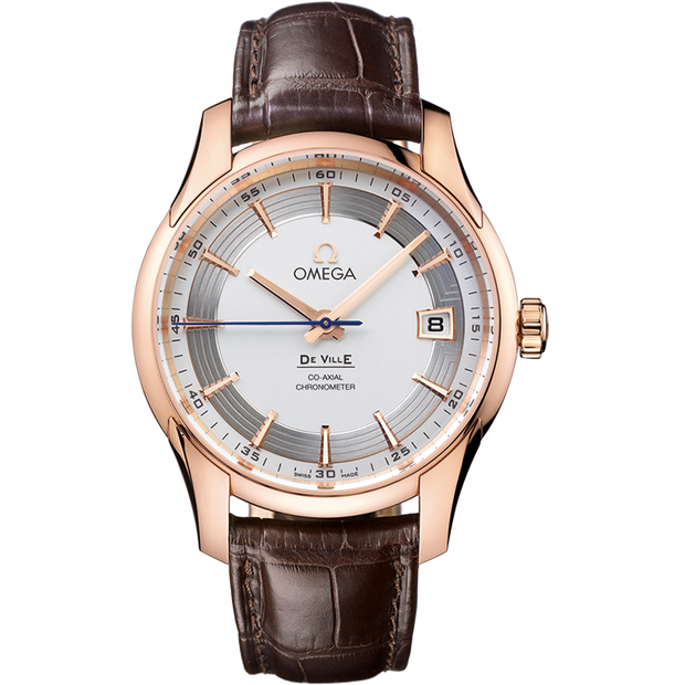 Omega De Ville Hour Vision 41 mm, red gold on leather strap