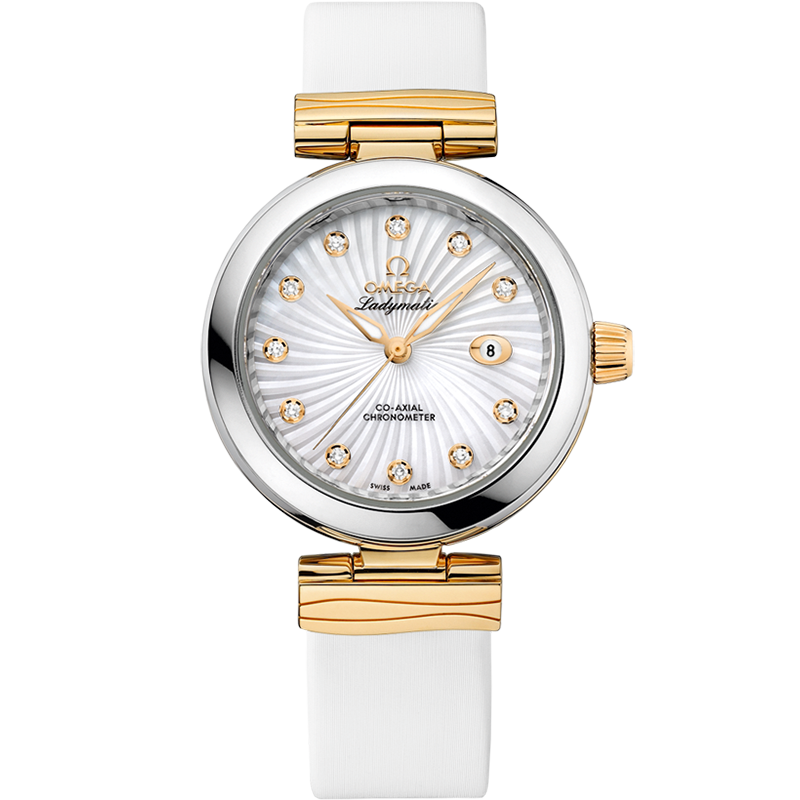 Omega De Ville Ladymatic 34 mm, steel - yellow gold on leather strap