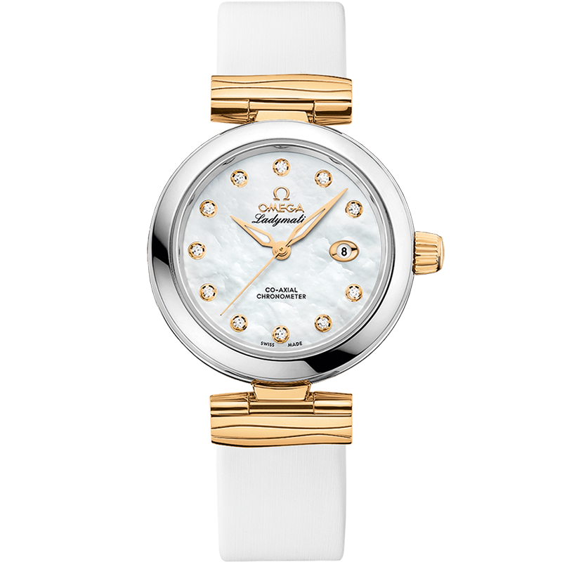 Omega De Ville Ladymatic 34 mm, steel - yellow gold on leather strap