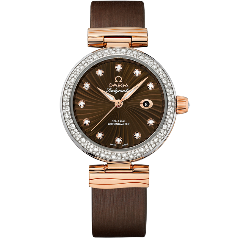 Omega De Ville Ladymatic 34 mm, steel - red gold on leather strap