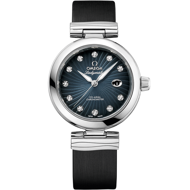 Omega De Ville Ladymatic 34 mm, steel on leather strap