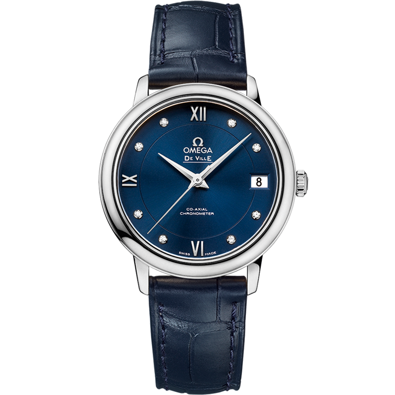 Omega De Ville Prestige 32.7 mm, steel on leather strap