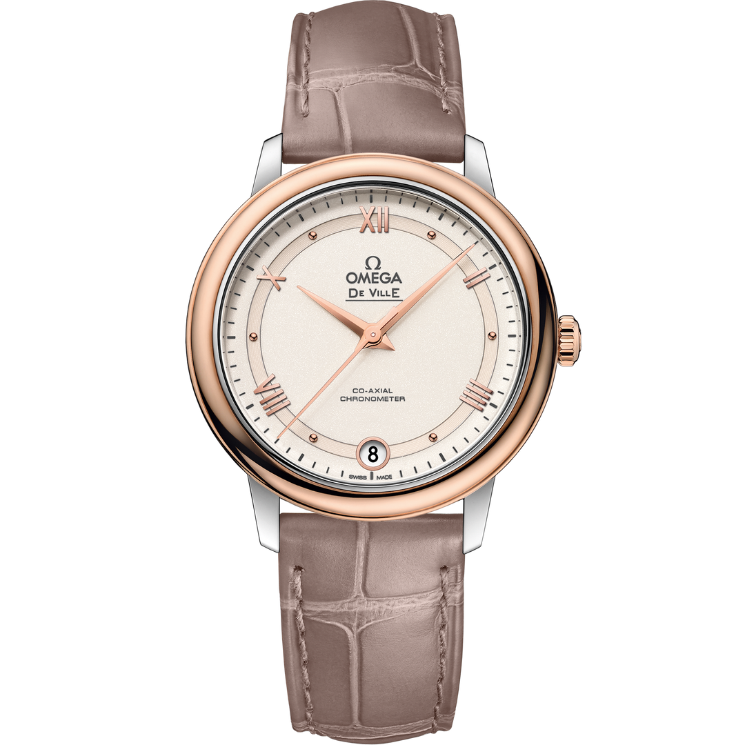 Omega De Ville Prestige 32.7 mm, steel - red gold on leather strap