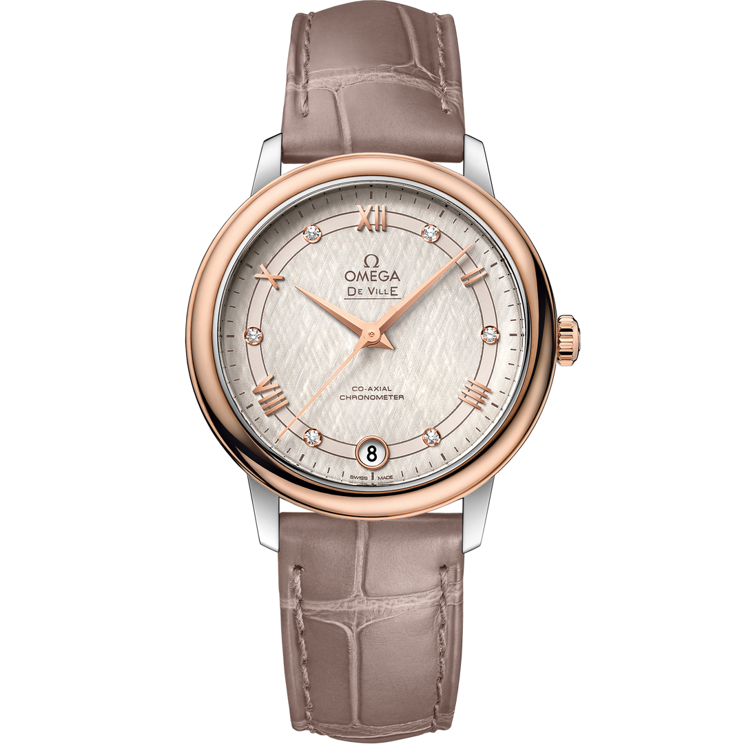 Omega De Ville Prestige 32.7 mm, steel - red gold on leather strap