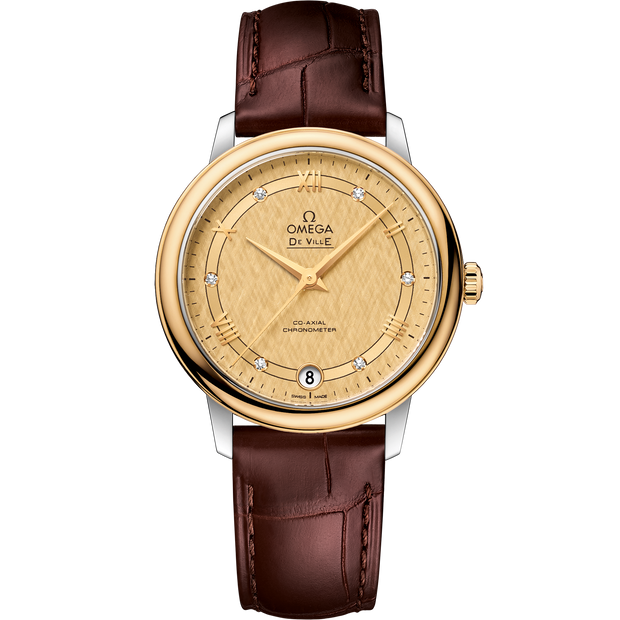 Omega De Ville Prestige 32.7 mm, steel - yellow gold on leather strap