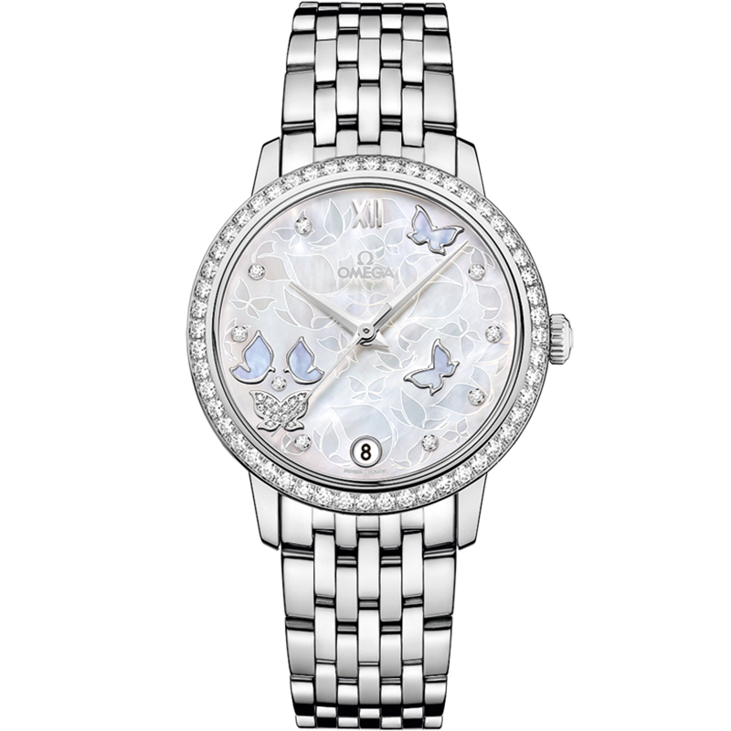 Omega De Ville Prestige 32.7 mm, white gold on white gold