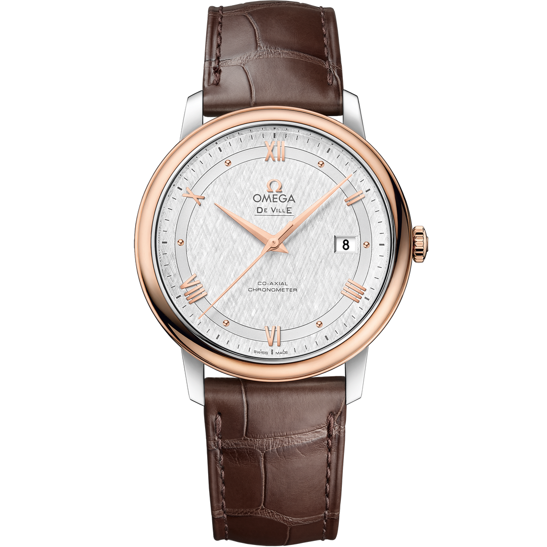 Omega De Ville Prestige 39.5 mm, steel - red gold on leather strap