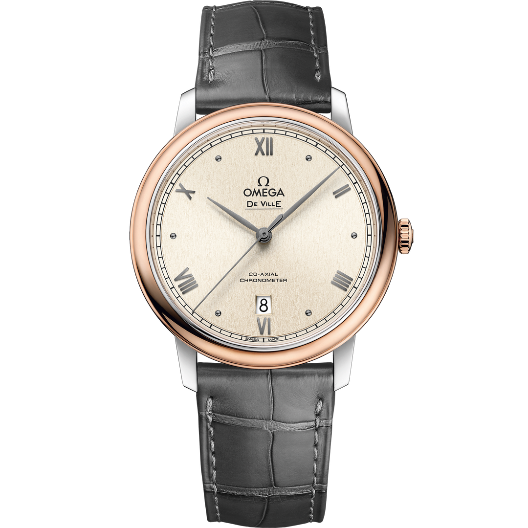 Omega De Ville Prestige 39.5 mm, steel - red gold on leather strap