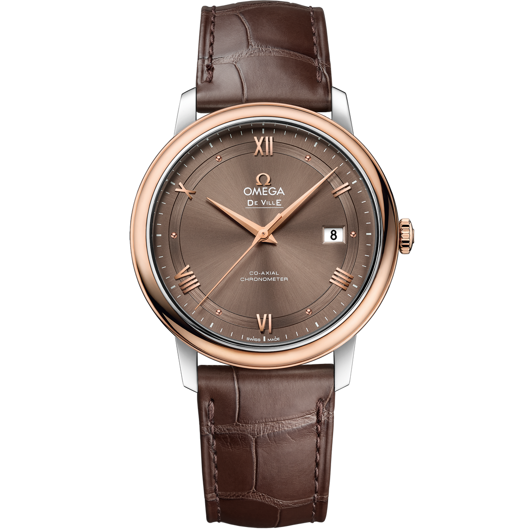 Omega De Ville Prestige 39.5 mm, steel - red gold on leather strap