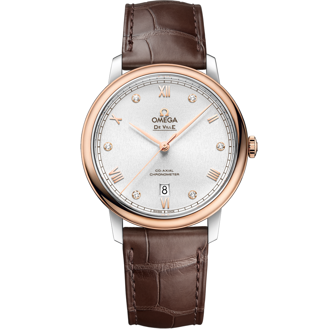 Omega De Ville Prestige 39.5 mm, steel - red gold on leather strap