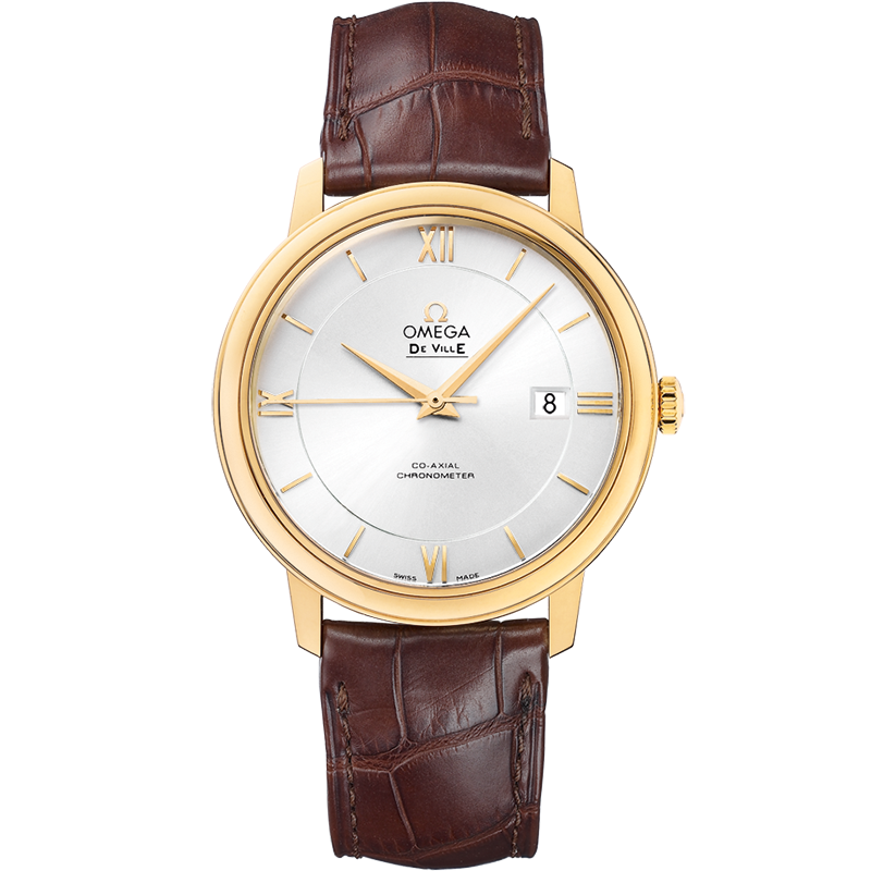 Omega De Ville Prestige 39.5 mm, yellow gold on leather strap