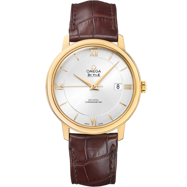 Omega De Ville Prestige 39.5 mm, yellow gold on leather strap