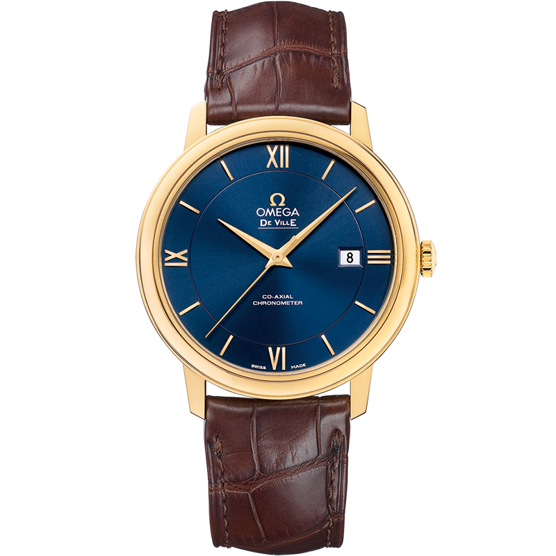 Omega De Ville Prestige 39.5 mm, yellow gold on leather strap