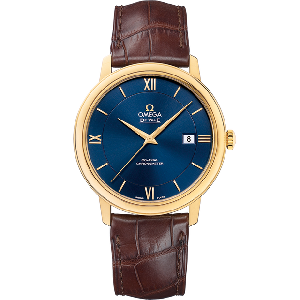 Omega De Ville Prestige 39.5 mm, yellow gold on leather strap