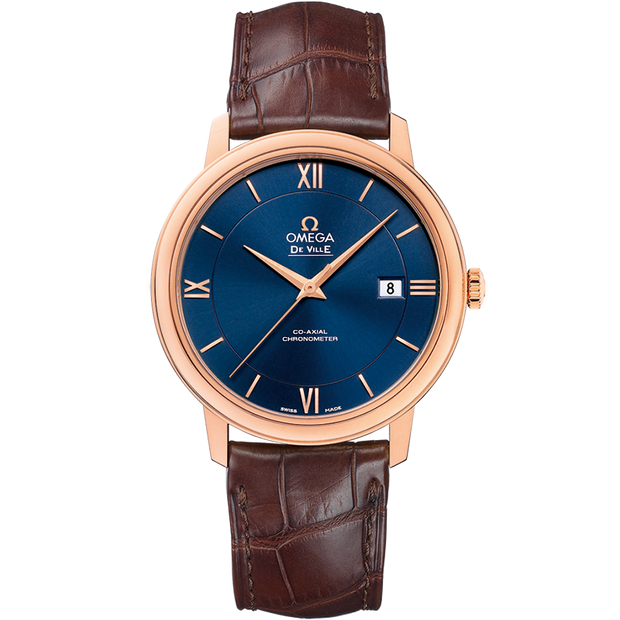 Omega De Ville Prestige 39.5 mm, red gold on leather strap