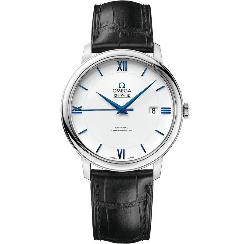 Omega De Ville Prestige 39.5 mm, white gold on leather strap