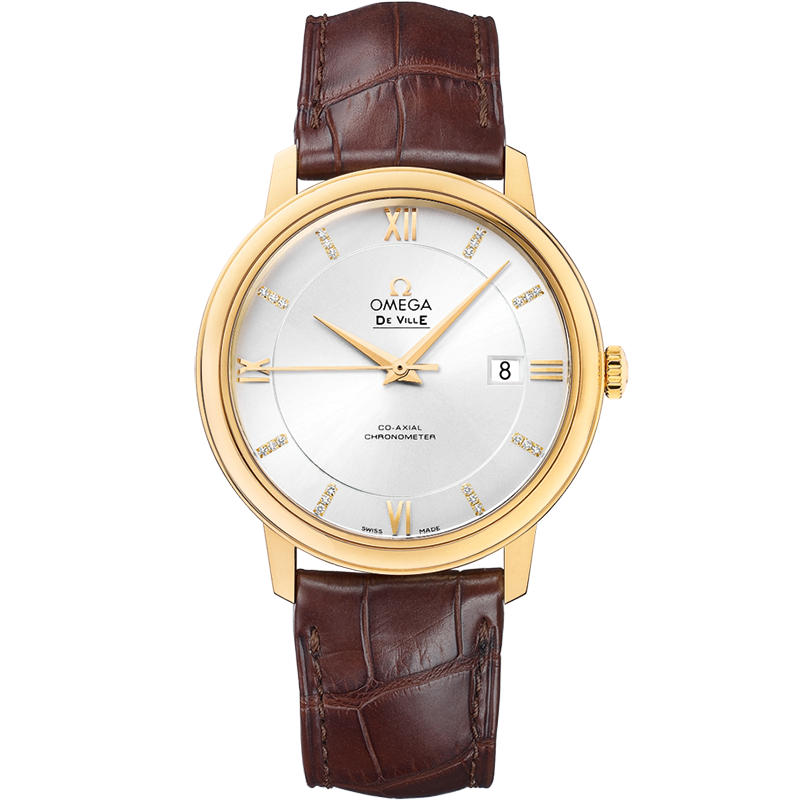 Omega De Ville Prestige 39.5 mm, yellow gold on leather strap