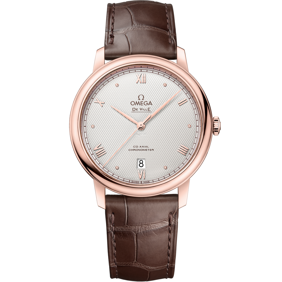 Omega De Ville Prestige 39.5 mm, Sedna™ gold on leather strap