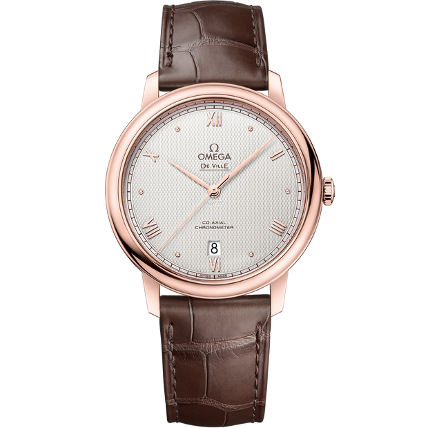 Omega De Ville Prestige 39.5 mm, Sedna™ gold on leather strap