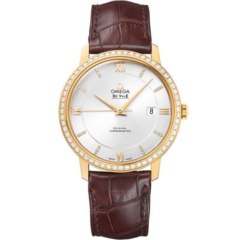 Omega De Ville Prestige 39.5 mm, yellow gold on leather strap