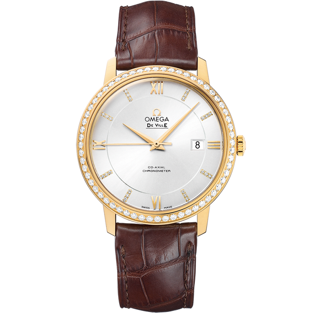 Omega De Ville Prestige 39.5 mm, yellow gold on leather strap