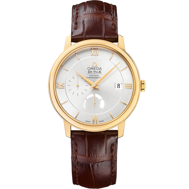 Omega De Ville Prestige 39.5 mm, yellow gold on leather strap