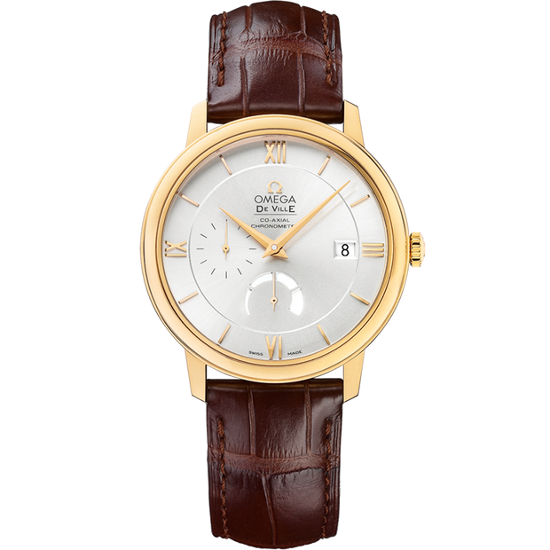 Omega De Ville Prestige 39.5 mm, yellow gold on leather strap