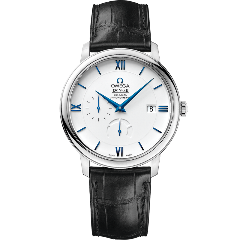 Omega De Ville Prestige 39.5 mm, white gold on leather strap