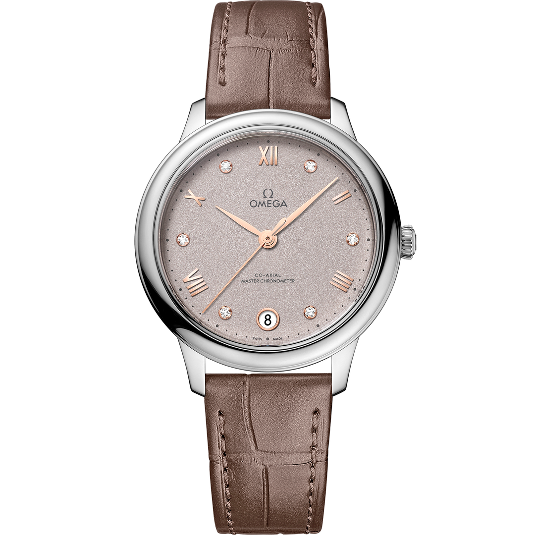 Omega De Ville Prestige 34 mm, steel on leather strap