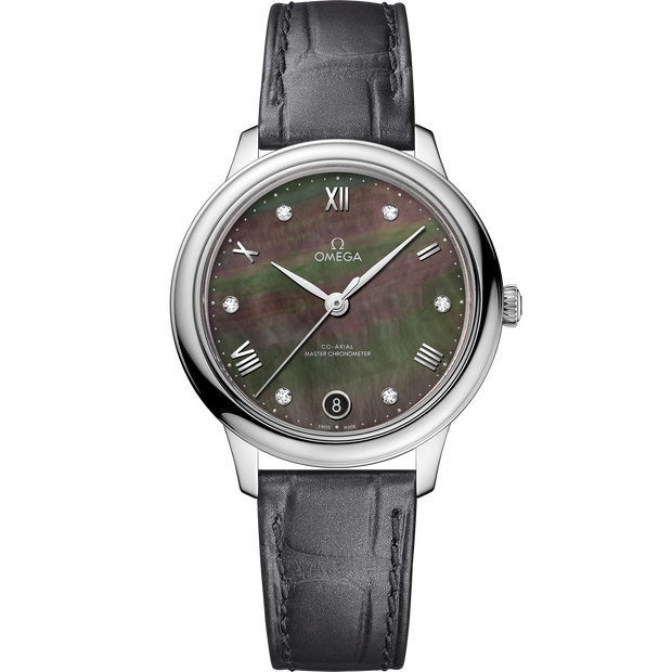 Omega De Ville Prestige 34 mm, steel on leather strap