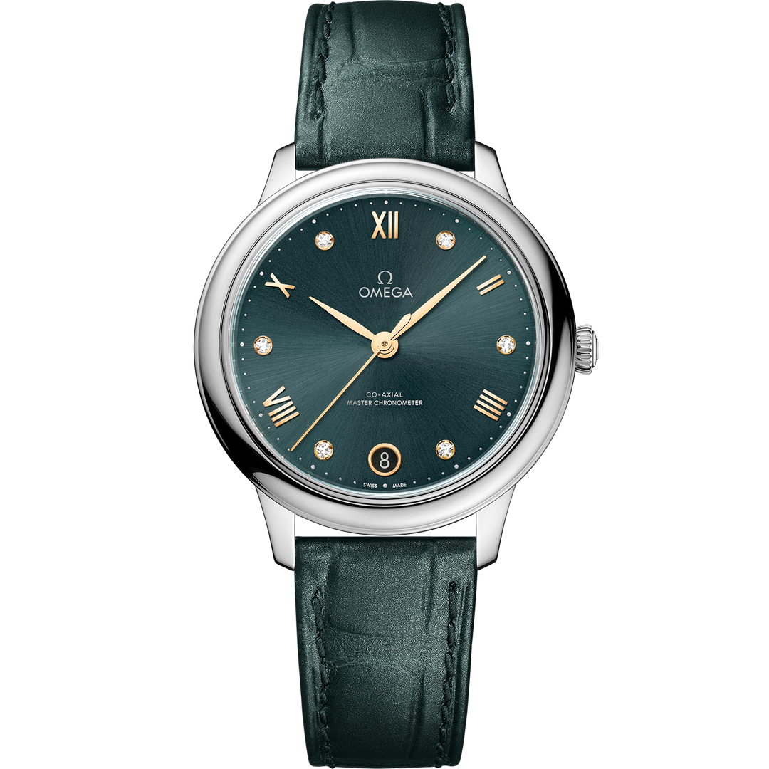 Omega De Ville Prestige 34 mm, steel on leather strap