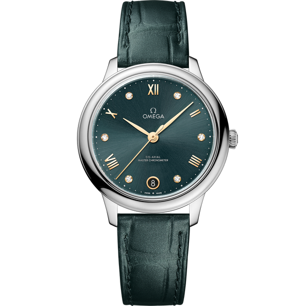 Omega De Ville Prestige 34 mm, steel on leather strap