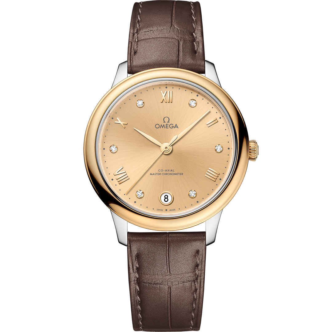 Omega De Ville Prestige 34 mm, steel - yellow gold on leather strap