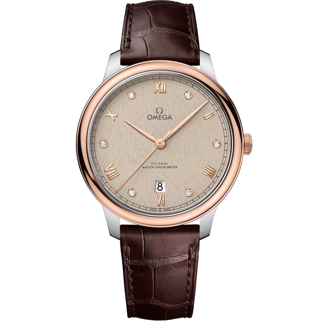 Omega De Ville Prestige 40 mm, steel - Sedna™ gold on leather strap