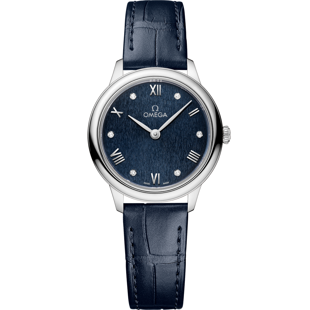 Omega De Ville Prestige 27.5 mm, steel on leather strap