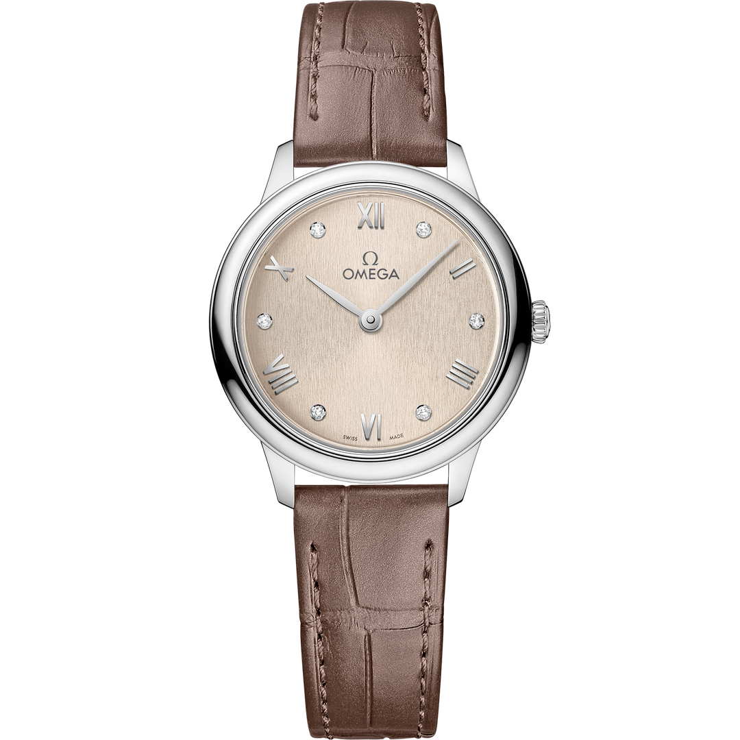 Omega De Ville Prestige 27.5 mm, steel on leather strap