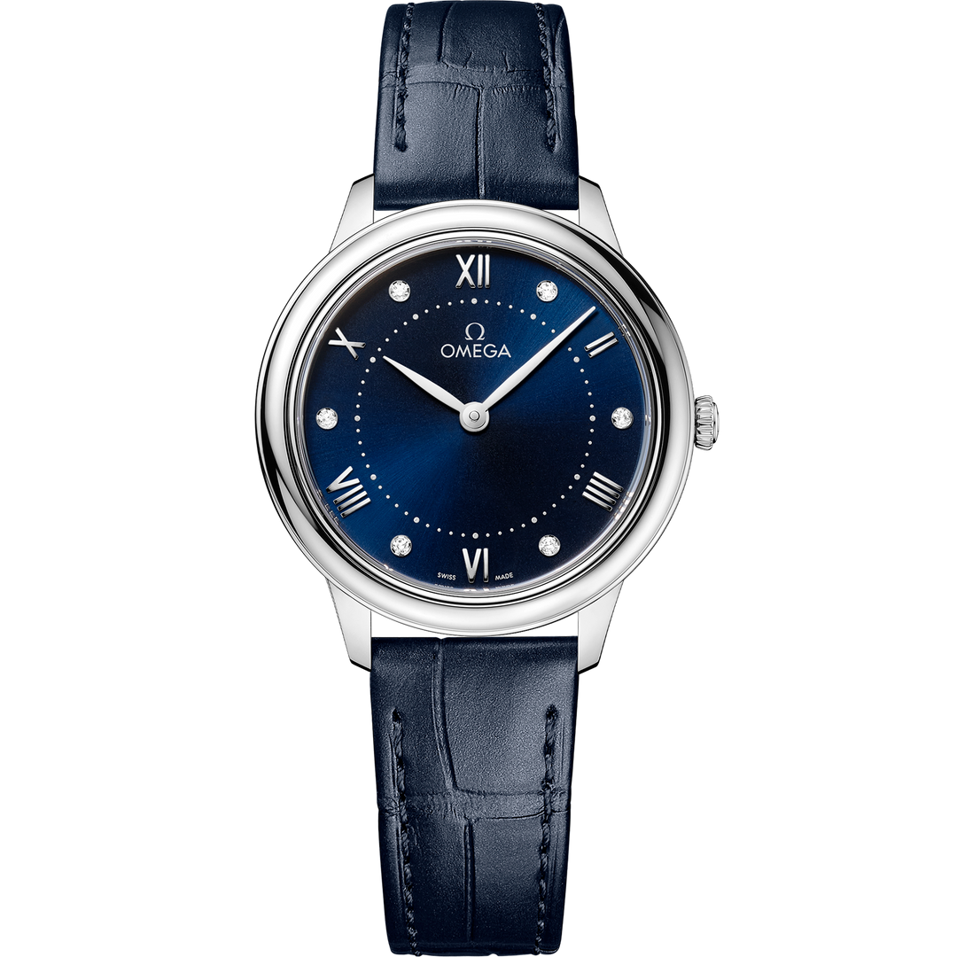 Omega De Ville Prestige 30 mm, steel on leather strap