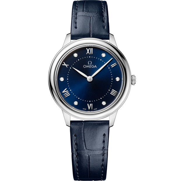 Omega De Ville Prestige 30 mm, steel on leather strap