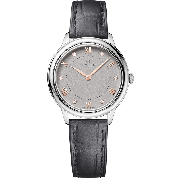 Omega De Ville Prestige 30 mm, steel on leather strap