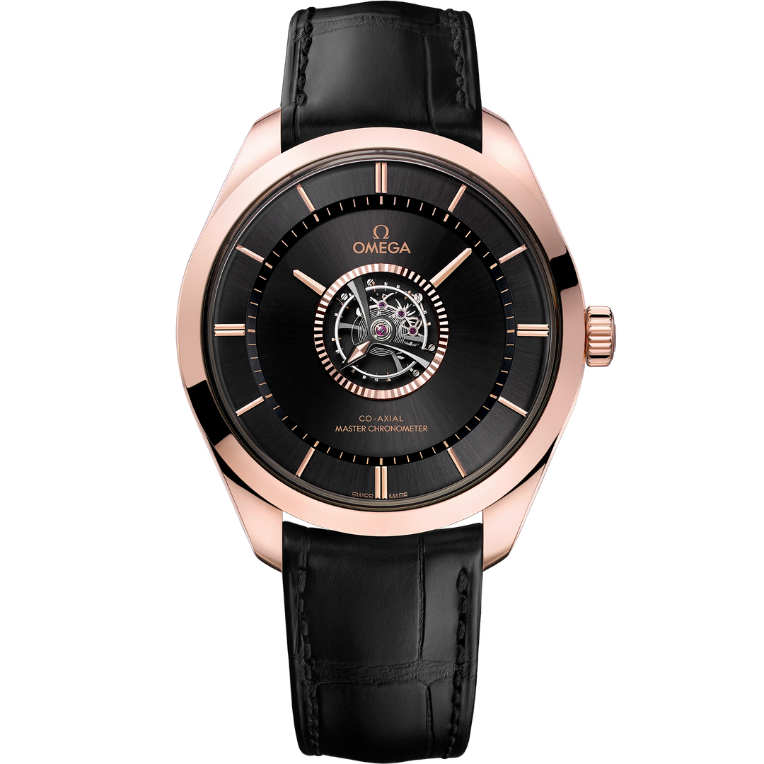 Omega De Ville Tourbillon 43 mm, Sedna™ gold - Canopus Gold™ on leather strap