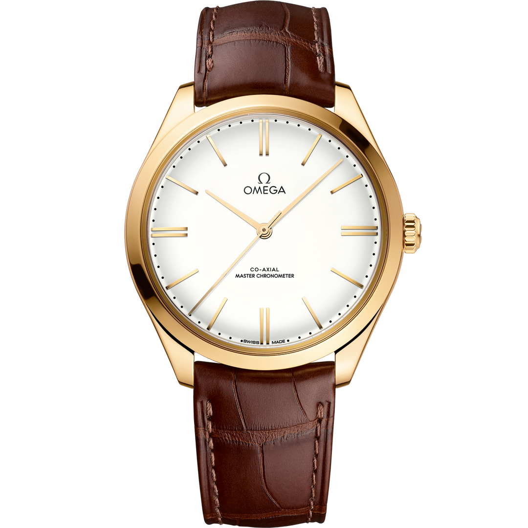 Omega De Ville Trésor 40 mm, yellow gold on leather strap