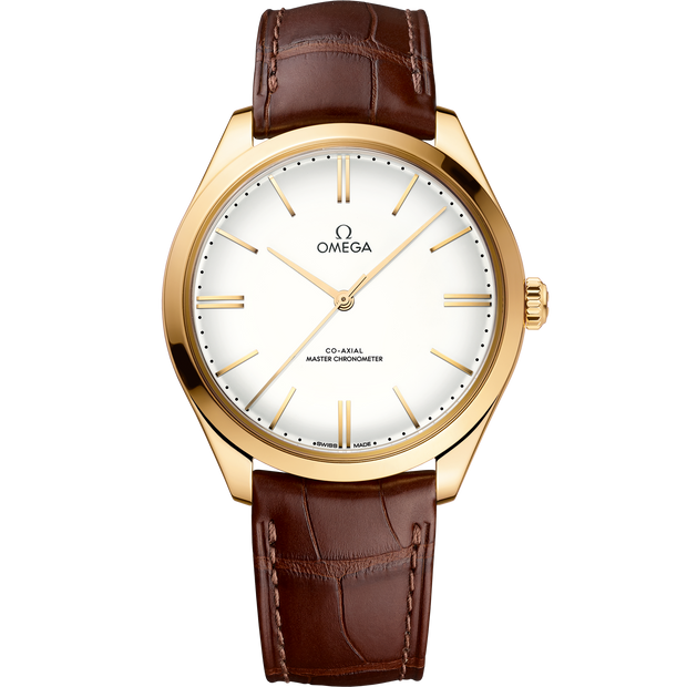 Omega De Ville Trésor 40 mm, yellow gold on leather strap