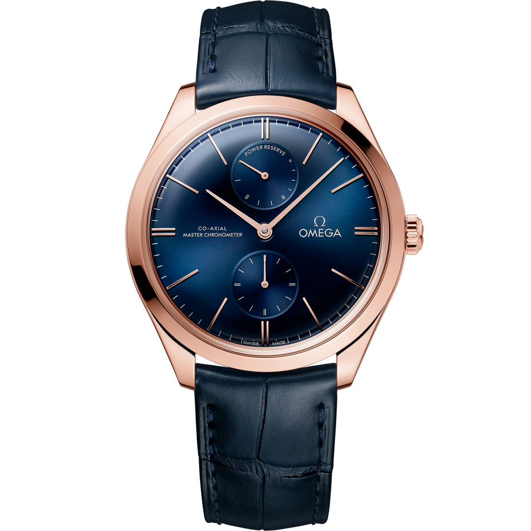 Omega De Ville Trésor 40 mm, Sedna™ gold on leather strap