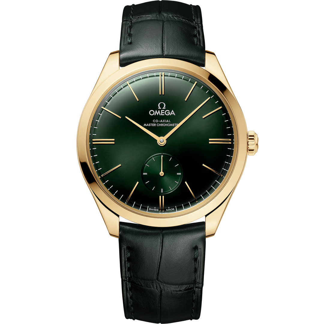 Omega De Ville Trésor 40 mm, yellow gold on leather strap