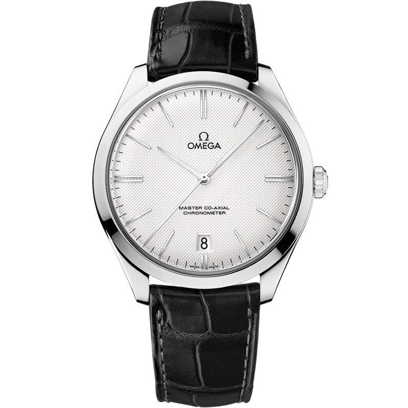 Omega De Ville Trésor 40 mm, white gold on leather strap