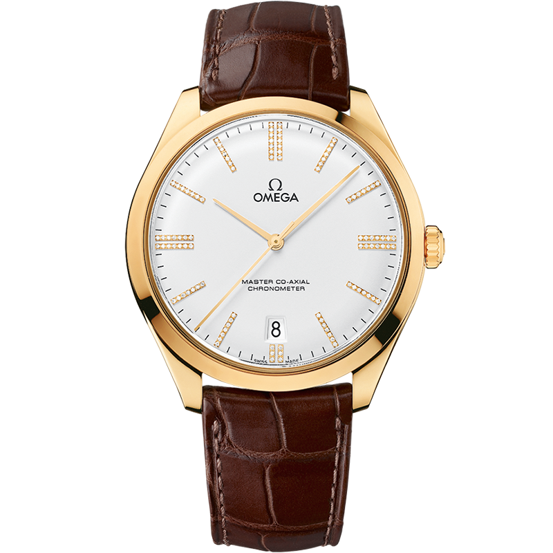 Omega De Ville Trésor 40 mm, yellow gold on leather strap