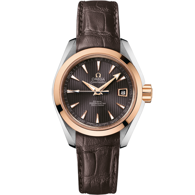 Omega Seamaster Aqua Terra 150M 30 mm, steel - red gold on leather strap