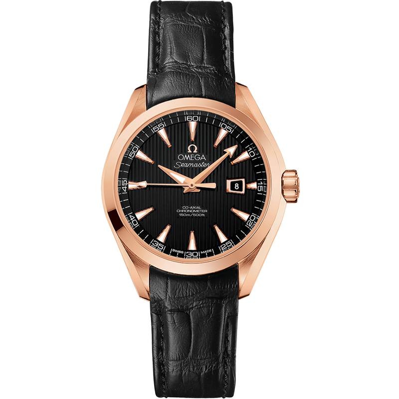 Omega Seamaster Aqua Terra 150M 34 mm, red gold on leather strap