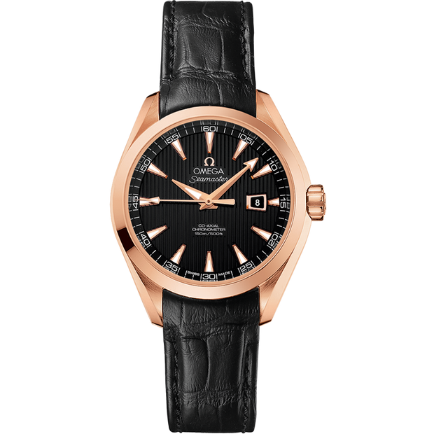 Omega Seamaster Aqua Terra 150M 34 mm, red gold on leather strap