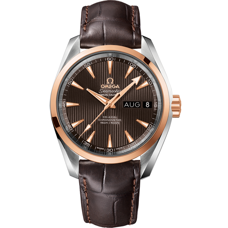 Omega Seamaster Aqua Terra 150M 38.5 mm, steel - red gold on leather strap